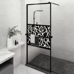   fekete ESG üveg és alumínium zuhanyfal polccal 90 x 195 cm