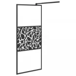 fekete ESG üveg és alumínium zuhanyfal polccal 90 x 195 cm