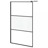 fekete ESG üveg és alumínium zuhanyfal polccal 115x195 cm