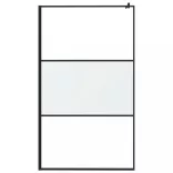 fekete ESG üveg és alumínium zuhanyfal polccal 115x195 cm
