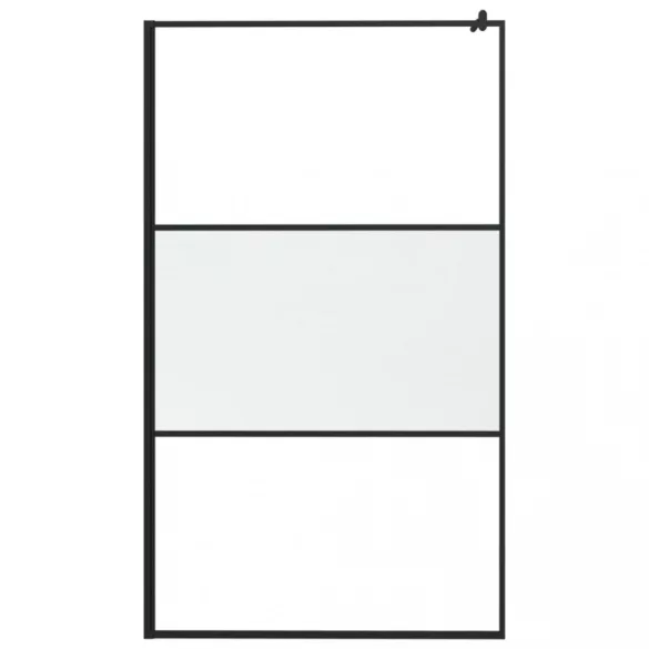 fekete ESG üveg és alumínium zuhanyfal polccal 115x195 cm
