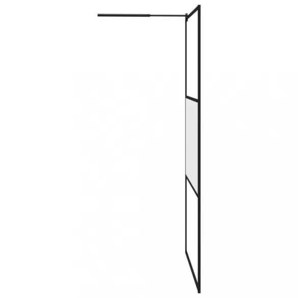 fekete ESG üveg és alumínium zuhanyfal polccal 115x195 cm