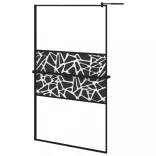 fekete ESG üveg és alumínium zuhanyfal polccal 115x195 cm