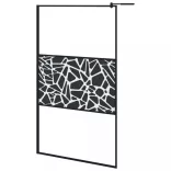 fekete ESG üveg és alumínium zuhanyfal polccal 115x195 cm