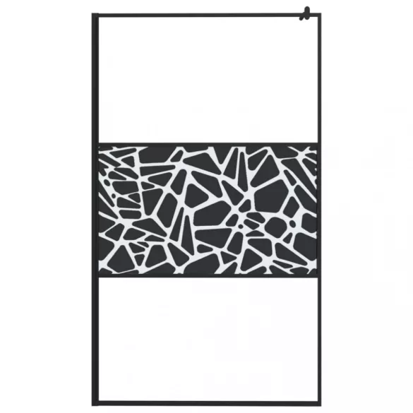 fekete ESG üveg és alumínium zuhanyfal polccal 115x195 cm
