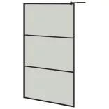 fekete ESG üveg és alumínium zuhanyfal polccal 115x195 cm