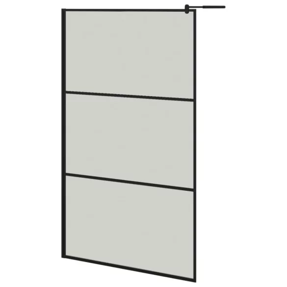 fekete ESG üveg és alumínium zuhanyfal polccal 115x195 cm