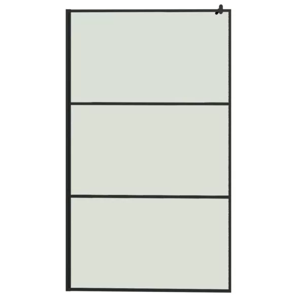 fekete ESG üveg és alumínium zuhanyfal polccal 115x195 cm