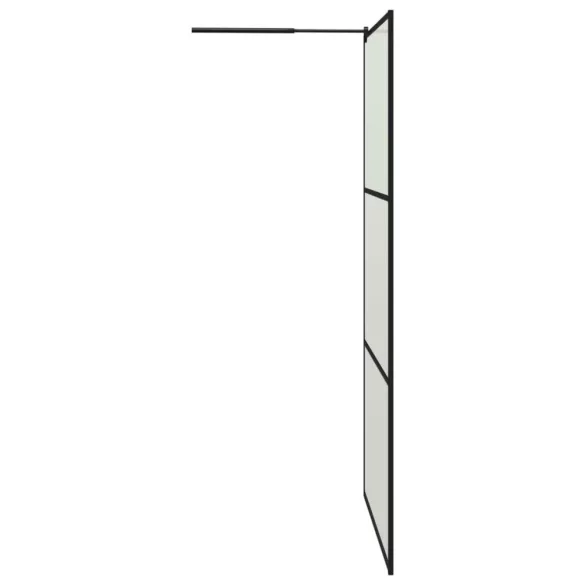 fekete ESG üveg és alumínium zuhanyfal polccal 115x195 cm