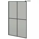 fekete ESG üveg és alumínium zuhanyfal polccal 118 x 190 cm