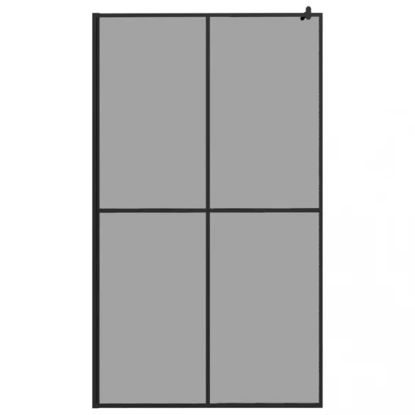 fekete ESG üveg és alumínium zuhanyfal polccal 118 x 190 cm