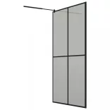 fekete ESG üveg és alumínium zuhanyfal polccal 118 x 190 cm