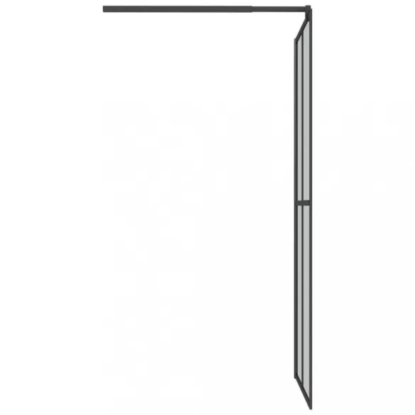 fekete ESG üveg és alumínium zuhanyfal polccal 118 x 190 cm