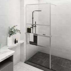 króm ESG üveg és alumínium zuhanyfal polccal 90 x 195 cm
