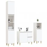 3 részes fehér szerelt fa fürdőszobaszekrény-szett