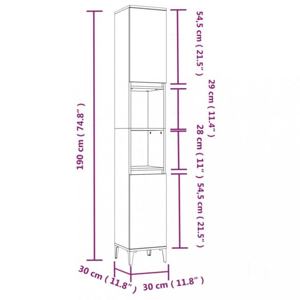 3 részes szürke sonoma szerelt fa fürdőszoba szekrényszett