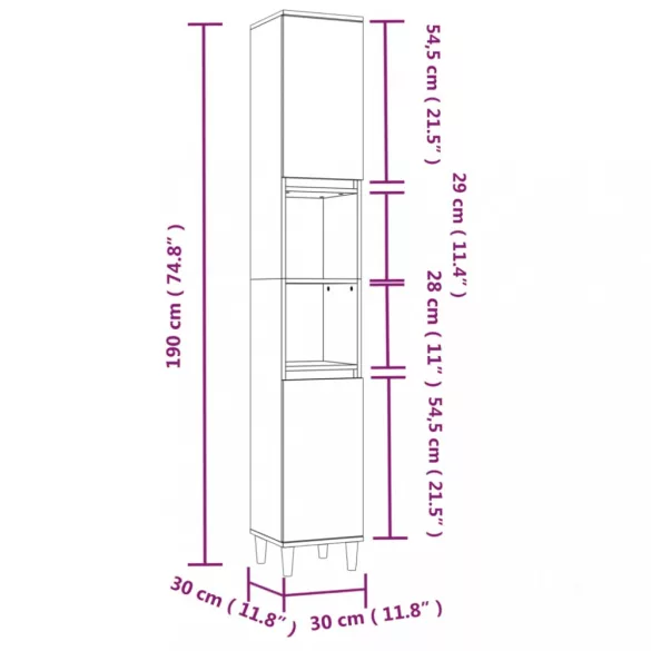 3 részes szürke sonoma színű szerelt fa fürdőszobai bútorszett