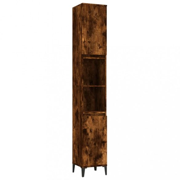 3 részes füstös tölgy színű szerelt fa fürdőszobai bútorszett