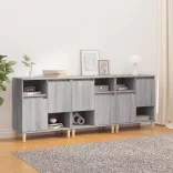 3 db szürke sonoma színű szerelt fa tálalószekrény 60x35x70 cm