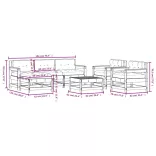 7 részes tömör duglászfenyő kerti társalgószett párnákkal