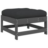 7 részes szürke tömör fa kerti ülőgarnitúra párnával