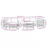 8 részes fehér tömör fa kerti ülőgarnitúra párnával