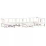 8 részes fehér tömör fa kerti ülőgarnitúra párnával