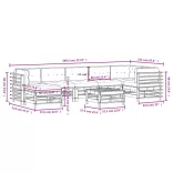 8 részes fehér tömör fa kerti ülőgarnitúra párnával