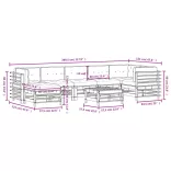 8 részes impregnált fenyőfa kerti ülőgarnitúra párnával