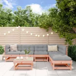 7 részes tömör duglászfenyő kerti társalgószett párnákkal