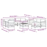 10 részes impregnált fenyőfa kerti ülőgarnitúra párnával