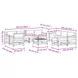 10 részes tömör fa kerti ülőgarnitúra párnával