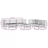 7 részes tömör duglászfenyő kerti ülőgarnitúra