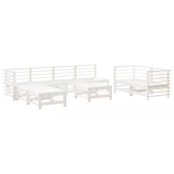 9 részes fehér tömör fenyőfa kerti ülőgarnitúra