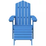 vízkék HDPE kerti adirondack szék lábtartóval