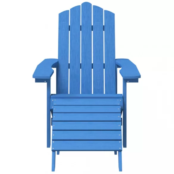 vízkék HDPE kerti adirondack szék lábtartóval