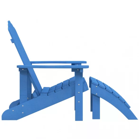 vízkék HDPE kerti adirondack szék lábtartóval
