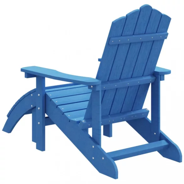 vízkék HDPE kerti adirondack szék lábtartóval