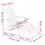 vízkék HDPE kerti adirondack szék lábtartóval