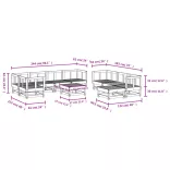 10 részes tömör duglászfenyő kerti pihenőgarnitúra