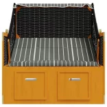 fekete és szürke polyrattan és tömör fa strandszék tetővel