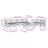 8 részes tömör duglászfenyő kerti ülőgarnitúra