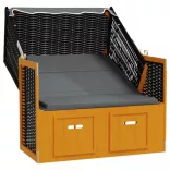 fekete/antracitszürke polyrattan és tömör fa strandszék tetővel