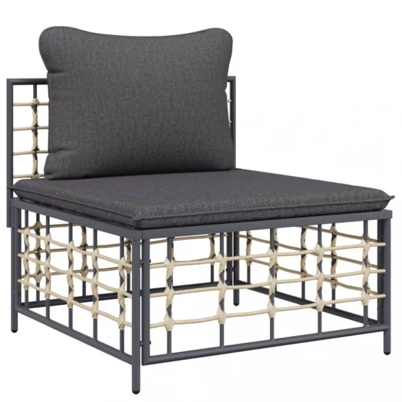 4 részes antracitszürke polyrattan kerti ülőgarnitúra párnákkal