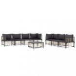 8 részes antracitszürke polyrattan kerti ülőgarnitúra párnákkal