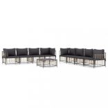 9 részes antracitszürke polyrattan kerti ülőgarnitúra párnákkal