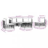 6 részes antracitszürke polyrattan kerti ülőgarnitúra párnákkal