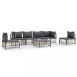 7 részes antracitszürke polyrattan kerti ülőgarnitúra párnákkal