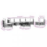 7 részes antracitszürke polyrattan kerti ülőgarnitúra párnákkal