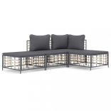 4 részes antracitszürke polyrattan kerti ülőgarnitúra párnákkal